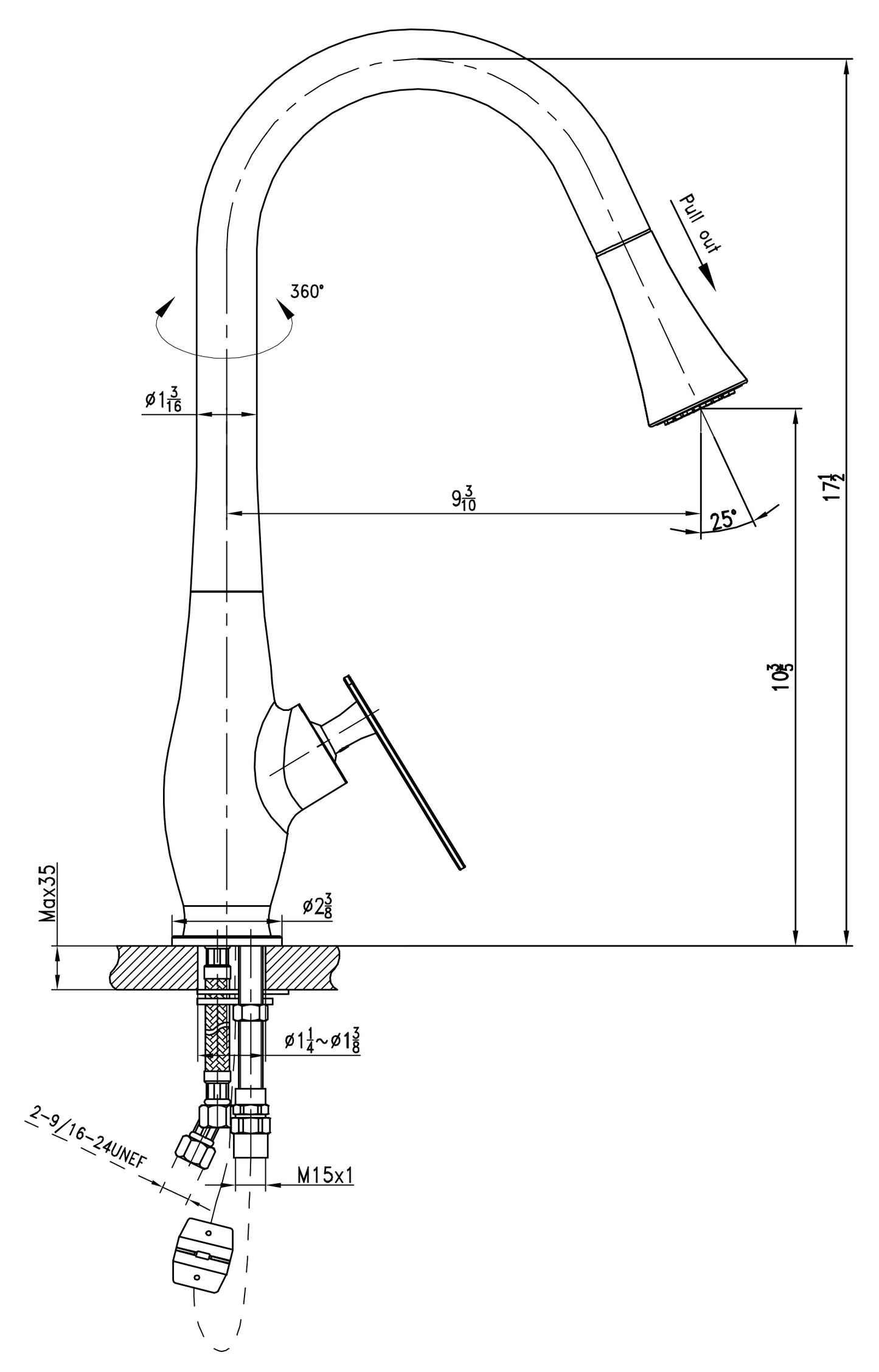 AI-16745 1 Hole CUPC Approved Stainless Steel Faucet In Chrome Color