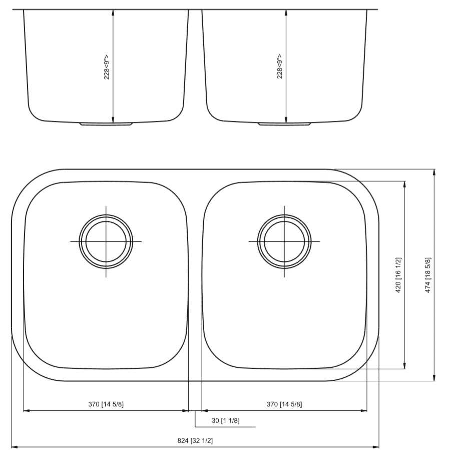 32.25-in. W CSA Approved Stainless Steel Kitchen Sink With 2 Bowl And 18 Gauge AI-27557