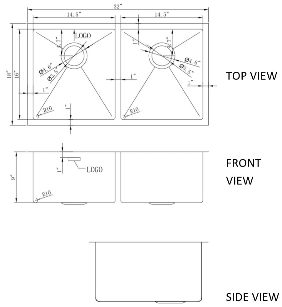 32-in. W CSA Approved Stainless Steel Kitchen Sink With 2 Bowl And 18 Gauge AI-27652