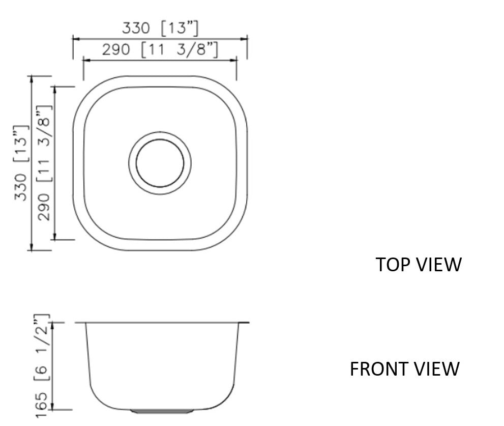 13-in. W CSA Approved Stainless Steel Kitchen Sink With 1 Bowl And 18 Gauge AI-27723