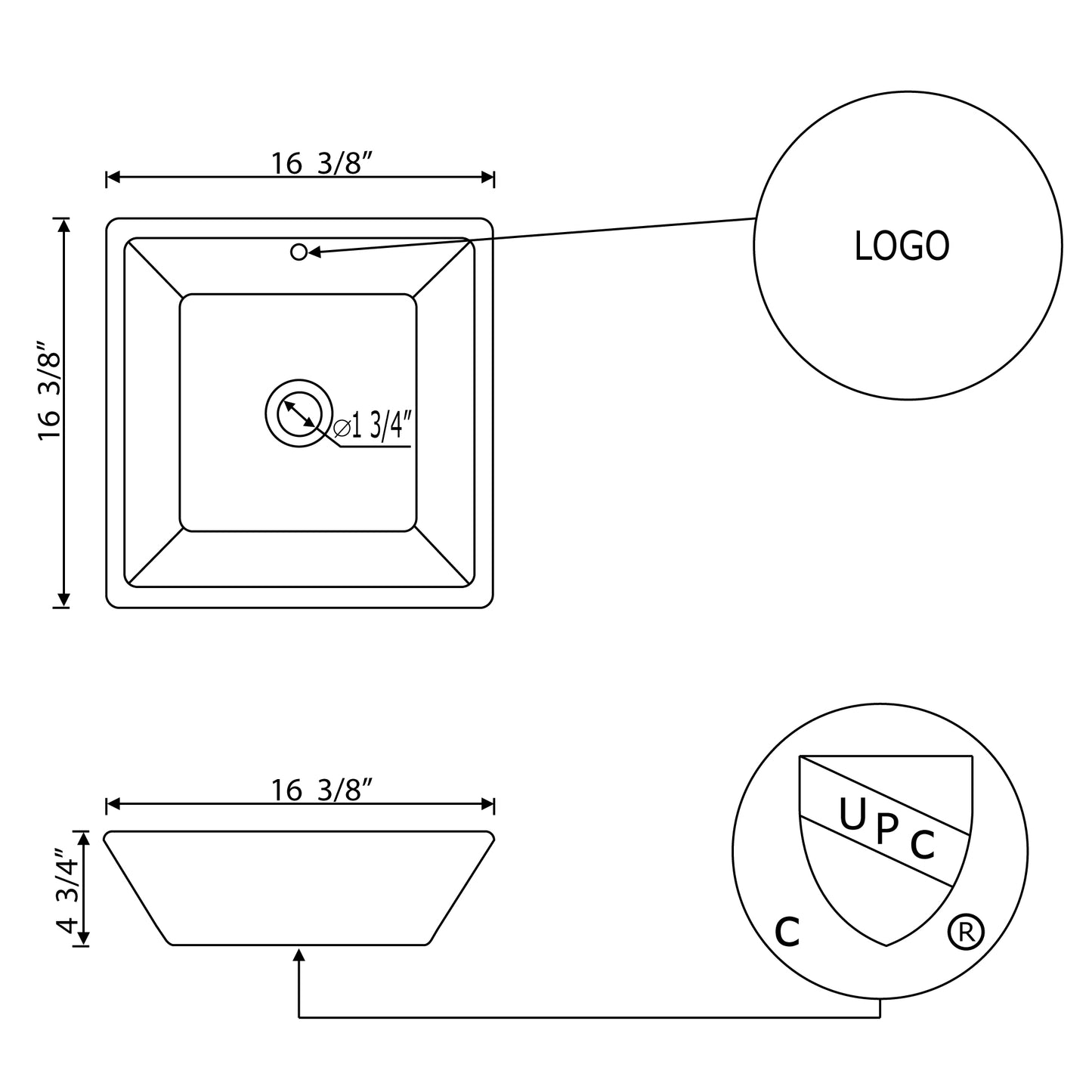 16.375-in. W Above Counter White Bathroom Vessel Sink For Wall Mount Wall Mount Drilling AI-27743