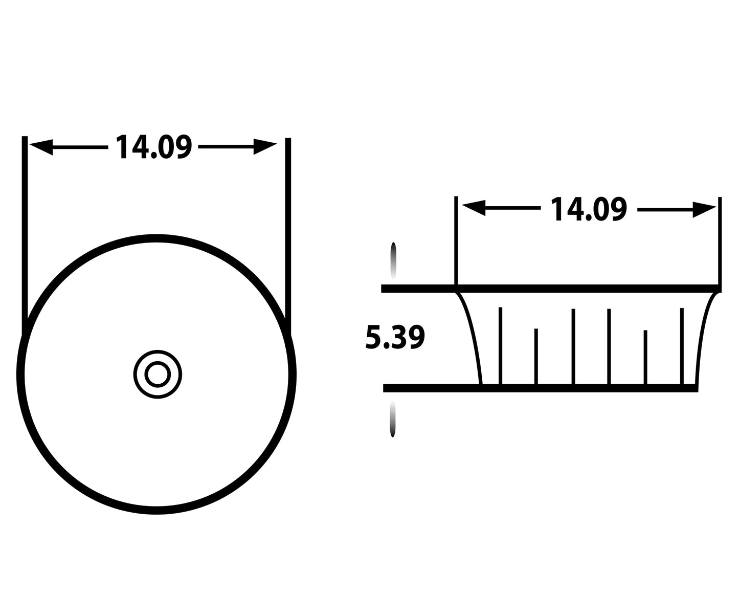 14.09-in. W Above Counter White Bathroom Vessel Sink For Deck Mount Deck Mount Drilling AI-27781