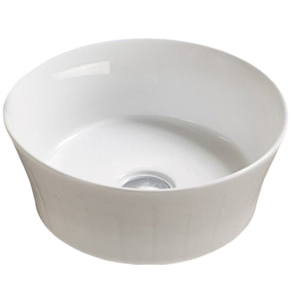 14.09-in. W Above Counter White Bathroom Vessel Sink For Deck Mount Deck Mount Drilling AI-27781