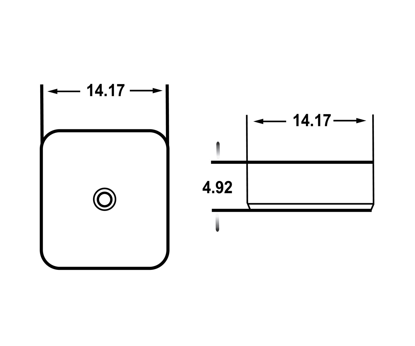 14.17-in. W Above Counter White Bathroom Vessel Sink For Deck Mount Deck Mount Drilling AI-27792