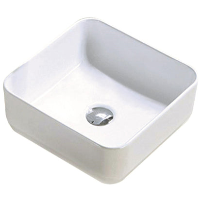 14.17-in. W Above Counter White Bathroom Vessel Sink For Deck Mount Deck Mount Drilling AI-27792