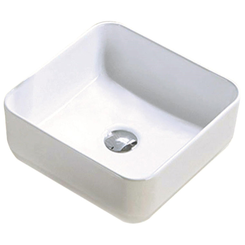 14.17-in. W Above Counter White Bathroom Vessel Sink For Deck Mount Deck Mount Drilling AI-27792