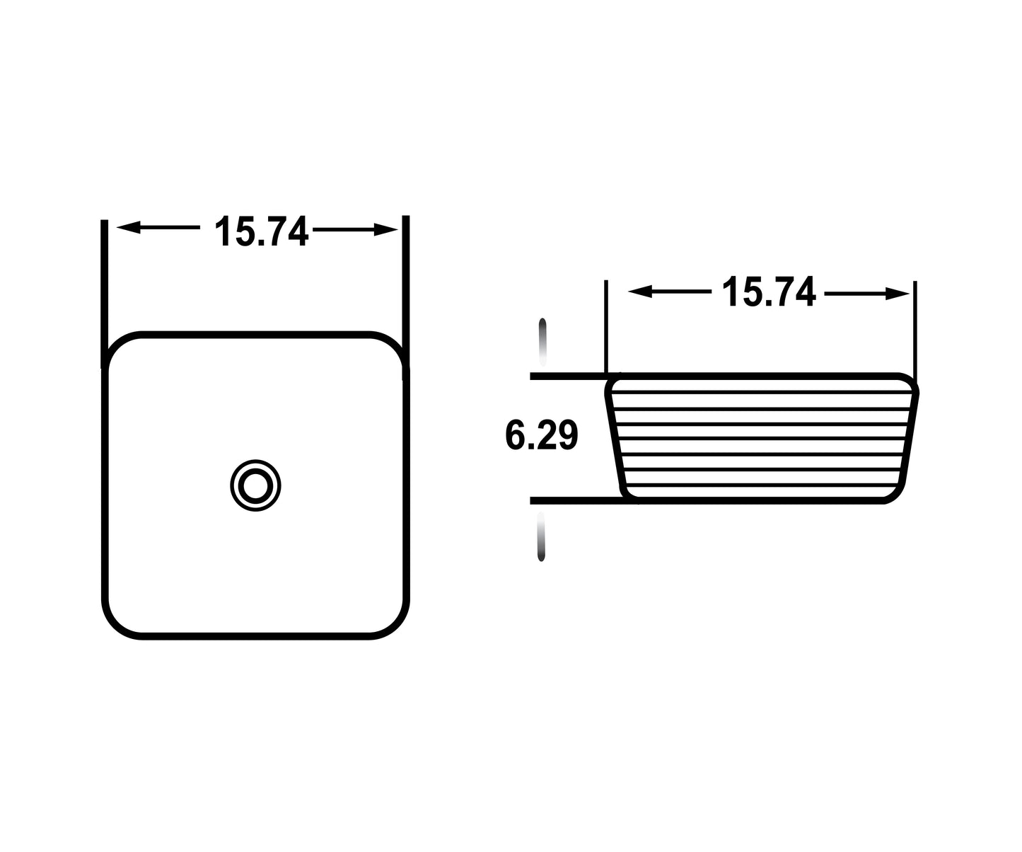 15.74-in. W Above Counter White Bathroom Vessel Sink For Deck Mount Deck Mount Drilling AI-27802