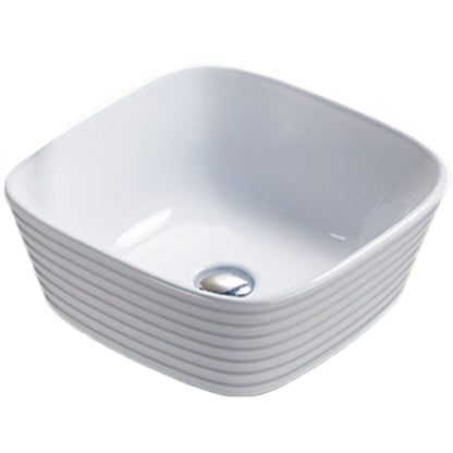 15.74-in. W Above Counter White Bathroom Vessel Sink For Deck Mount Deck Mount Drilling AI-27802