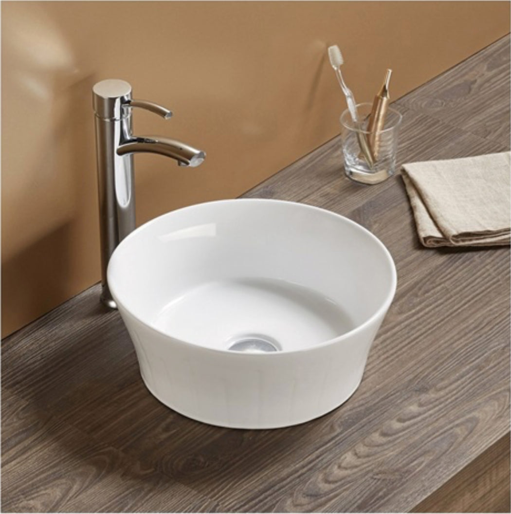 14.09-in. W Above Counter White Bathroom Vessel Sink For Wall Mount Wall Mount Drilling AI-27804