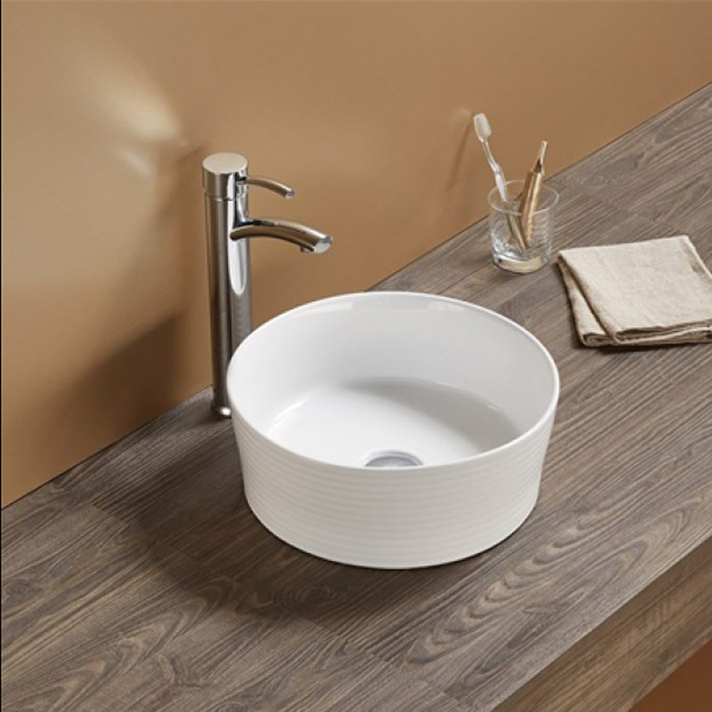 14.09-in. W Above Counter White Bathroom Vessel Sink For Wall Mount Wall Mount Drilling AI-27807