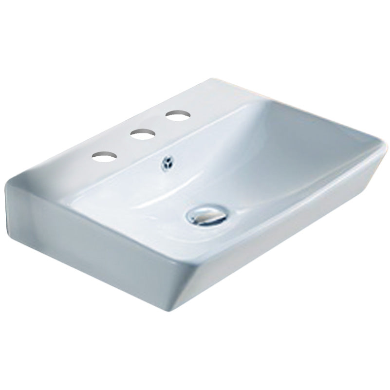 19.88-in. W Above Counter White Bathroom Vessel Sink For 3H8-in. Center Drilling AI-27826