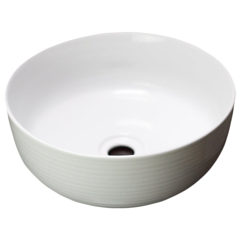 14.09-in. W Above Counter White Bathroom Vessel Sink For Deck Mount Deck Mount Drilling AI-27837