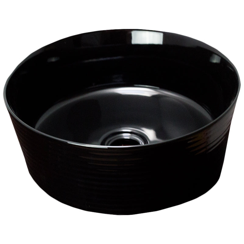 14.09-in. W Above Counter Black Bathroom Vessel Sink For Deck Mount Deck Mount Drilling AI-27843