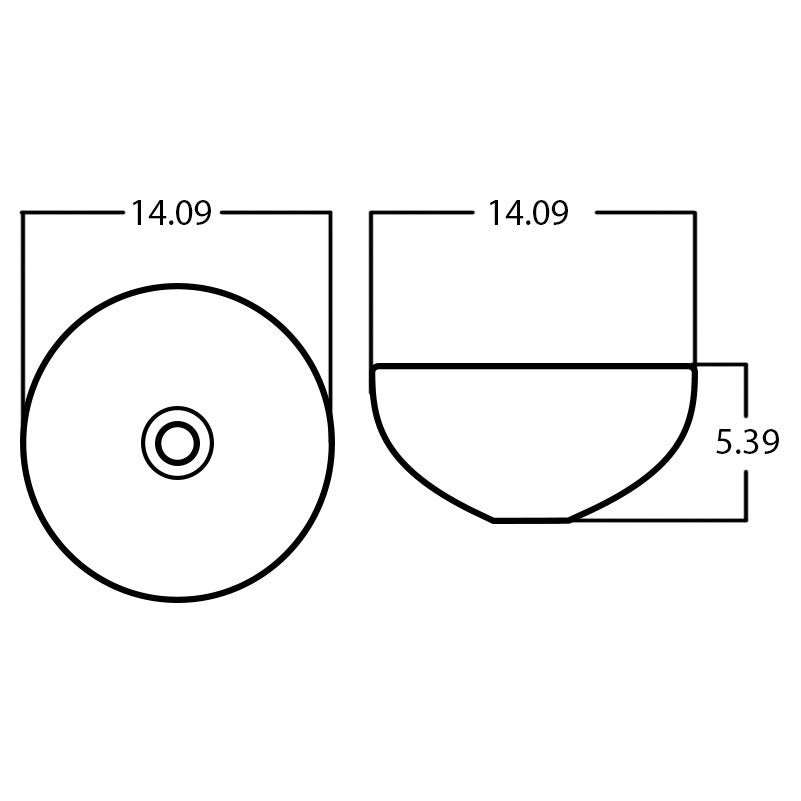 14.09-in. W Above Counter Black Bathroom Vessel Sink For Deck Mount Deck Mount Drilling AI-27849