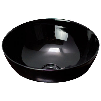 14.09-in. W Above Counter Black Bathroom Vessel Sink For Deck Mount Deck Mount Drilling AI-27858