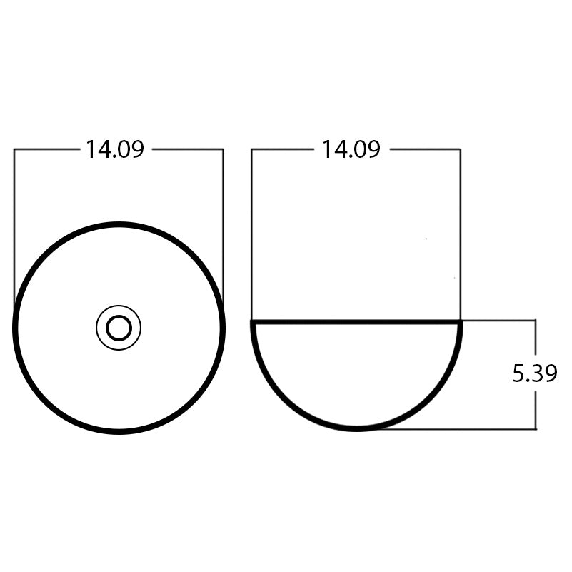 14.09-in. W Above Counter Black-White Bathroom Vessel Sink For Deck Mount Deck Mount Drilling AI-27880