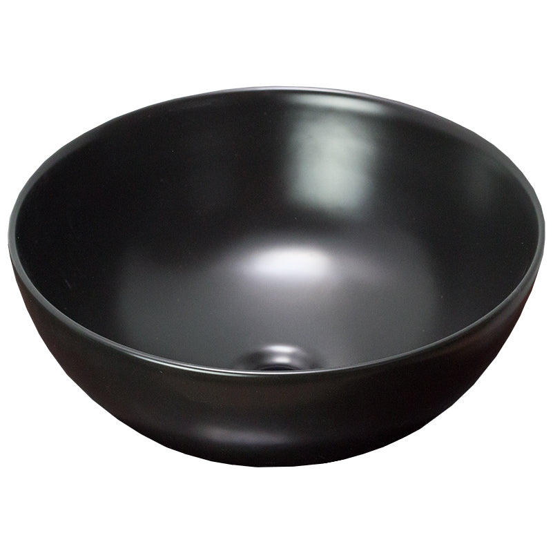 14.09-in. W Above Counter Black Bathroom Vessel Sink For Deck Mount Deck Mount Drilling AI-27882