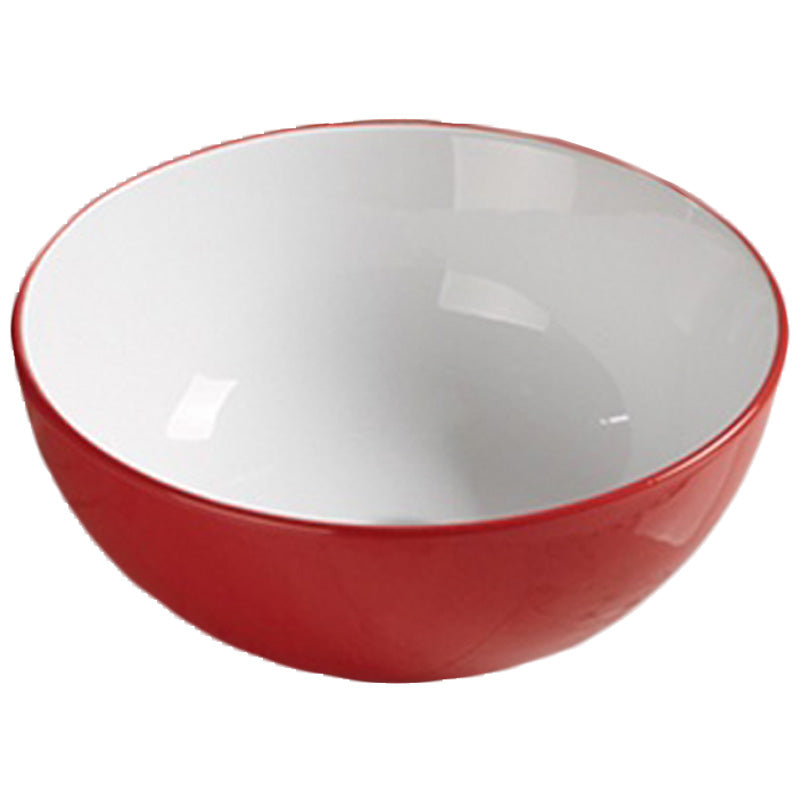 14.09-in. W Above Counter Red-White Bathroom Vessel Sink For Deck Mount Deck Mount Drilling AI-27884