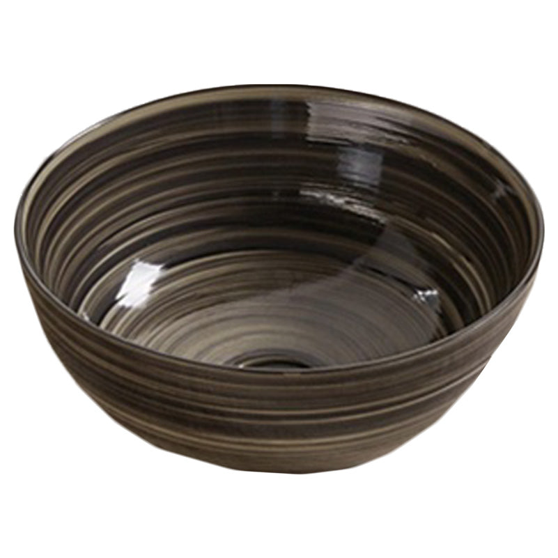 14.09-in. W Above Counter Black Swirl Bathroom Vessel Sink For Deck Mount Deck Mount Drilling AI-27888