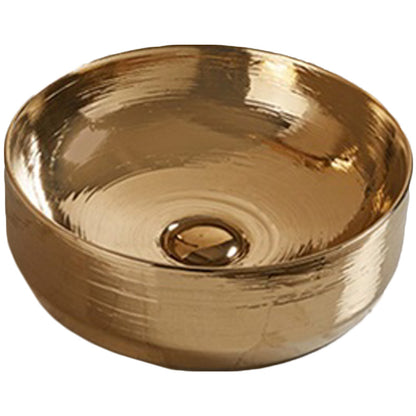 13.89-in. W Above Counter Gold Bathroom Vessel Sink For Deck Mount Deck Mount Drilling AI-27929