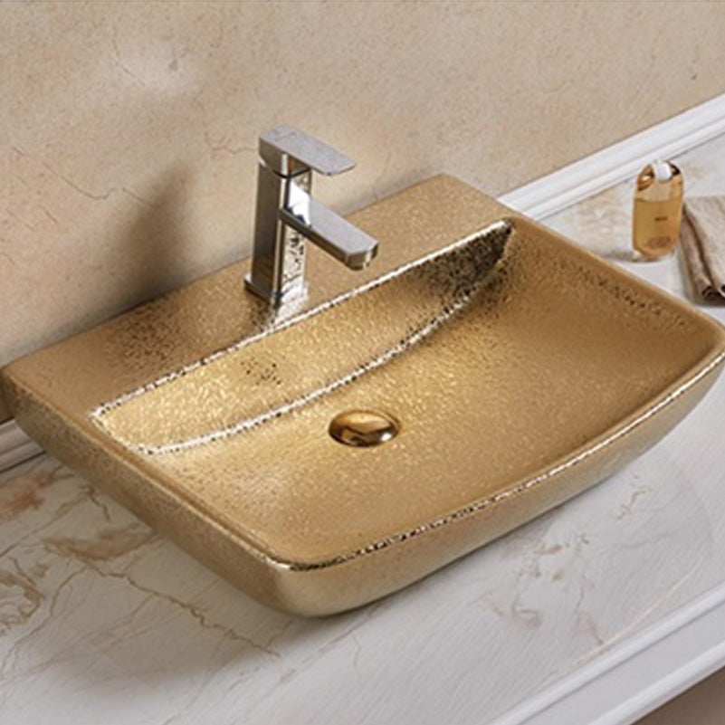 23.62-in. W Above Counter Gold Bathroom Vessel Sink For 1 Hole Center Drilling AI-27937