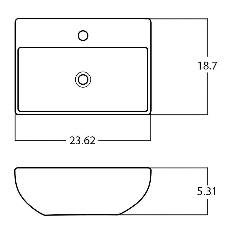 23.62-in. W Above Counter Gold Bathroom Vessel Sink For 1 Hole Center Drilling AI-27937