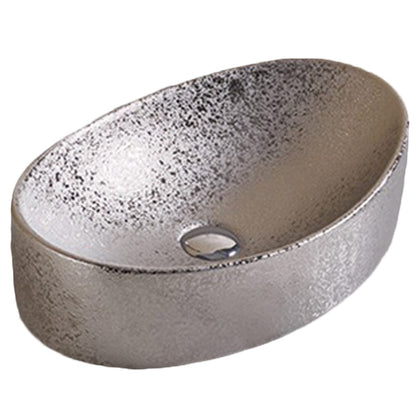 20.47-in. W Above Counter Silver Bathroom Vessel Sink For Deck Mount Deck Mount Drilling