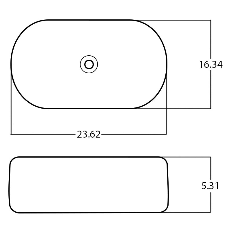 23.62-in. W Above Counter White Bathroom Vessel Sink For Deck Mount Deck Mount Drilling AI-27944