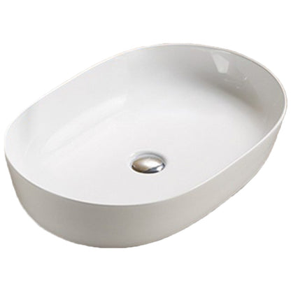 23.62-in. W Above Counter White Bathroom Vessel Sink For Deck Mount Deck Mount Drilling AI-27944