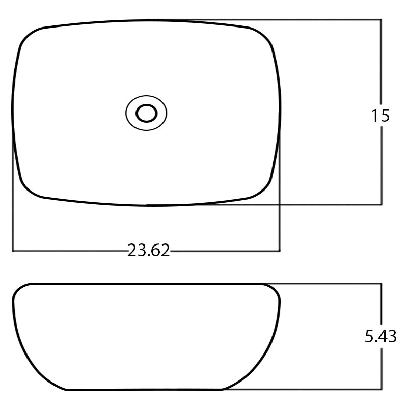 23.62-in. W Above Counter White Bathroom Vessel Sink For Deck Mount Deck Mount Drilling AI 27947