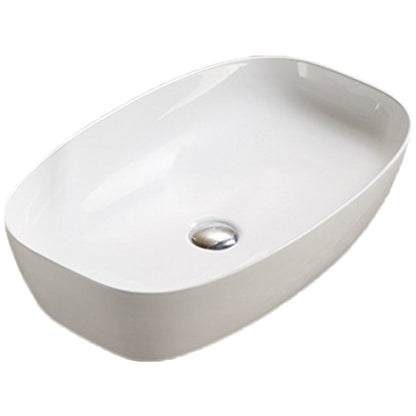 23.62-in. W Above Counter White Bathroom Vessel Sink For Deck Mount Deck Mount Drilling AI 27947