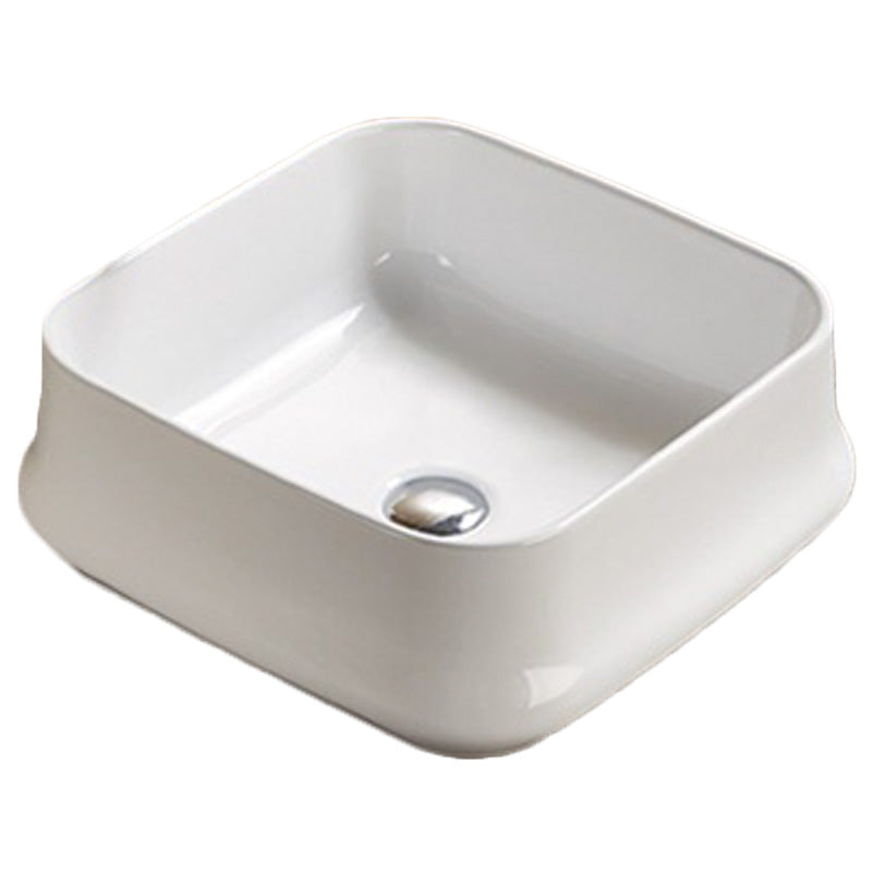 16.93-in. W Above Counter White Bathroom Vessel Sink For Deck Mount Deck Mount Drilling AI-27952