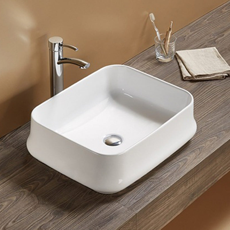 20.9-in. W Above Counter White Bathroom Vessel Sink For Deck Mount Deck Mount Drilling AI 27953