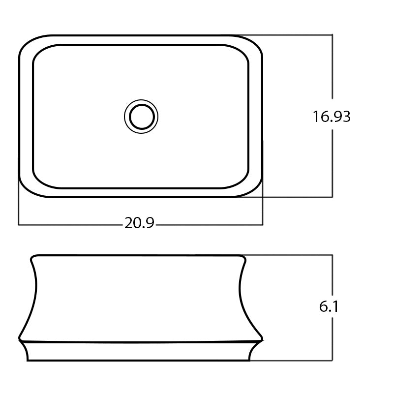 20.9-in. W Above Counter White Bathroom Vessel Sink For Deck Mount Deck Mount Drilling AI 27953