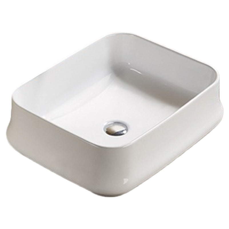 20.9-in. W Above Counter White Bathroom Vessel Sink For Deck Mount Deck Mount Drilling AI 27953