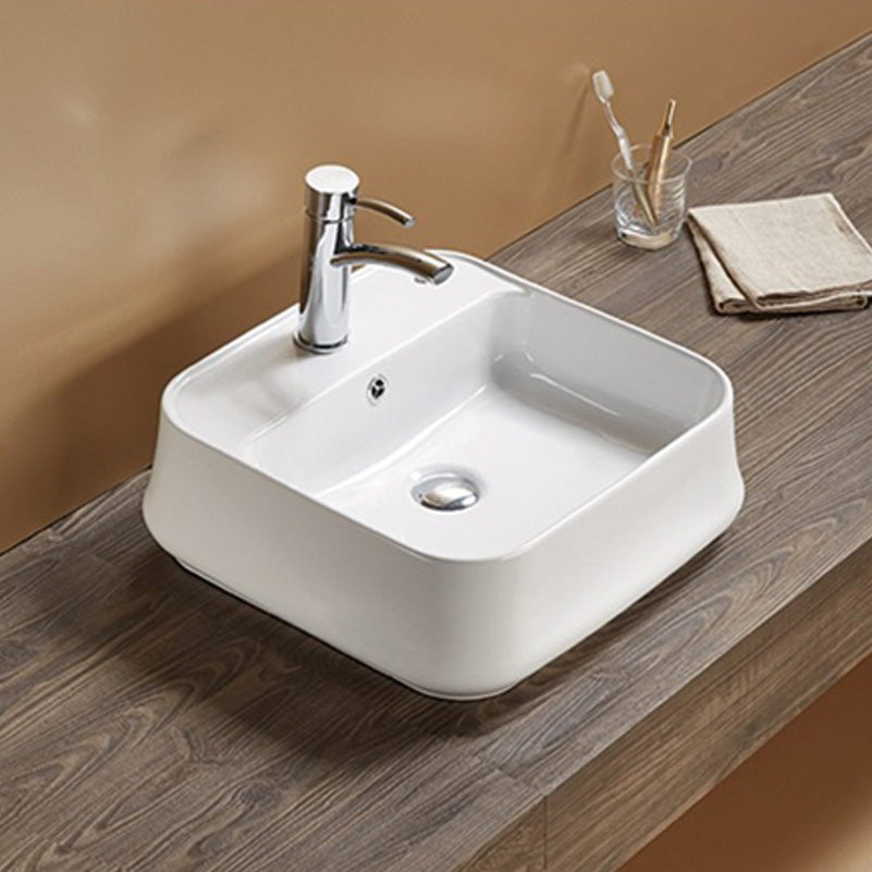 18.31-in. W Above Counter White Bathroom Vessel Sink For 1 Hole Center Drilling AI-27954