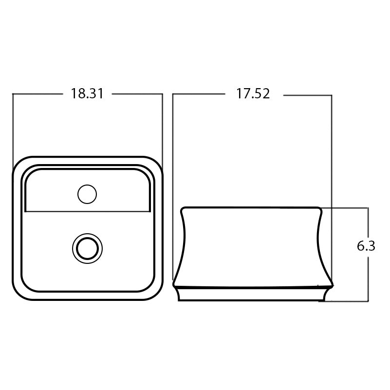 18.31-in. W Above Counter White Bathroom Vessel Sink For 1 Hole Center Drilling AI-27954