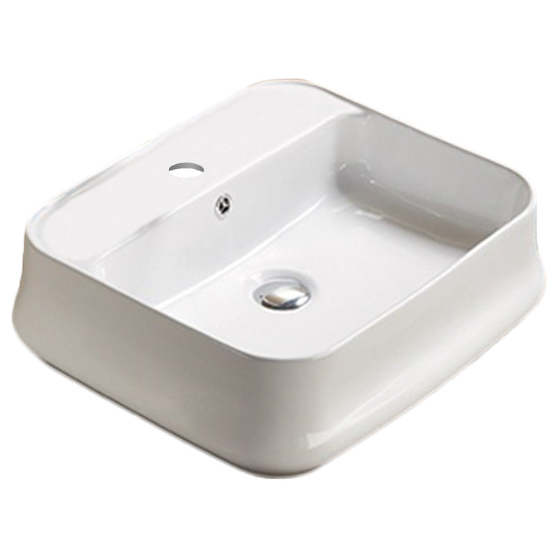 20.9-in. W Above Counter White Bathroom Vessel Sink For 1 Hole Center Drilling AI 27958