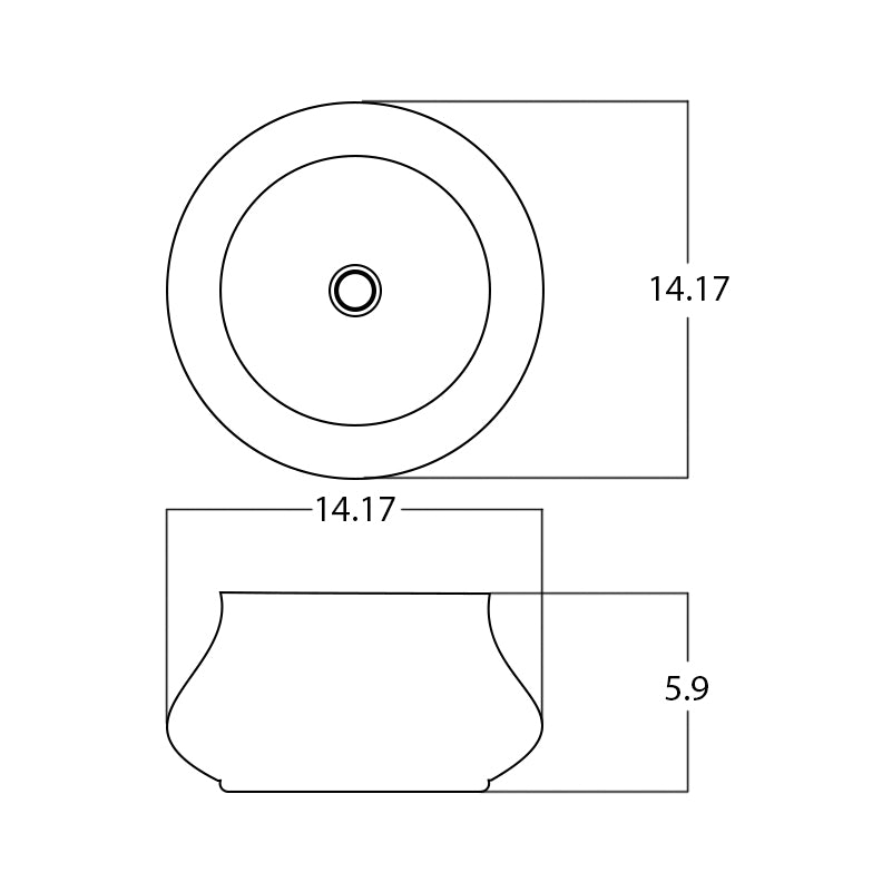 14.17-in. W Above Counter White Bathroom Vessel Sink For Deck Mount Deck Mount Drilling AI-27959