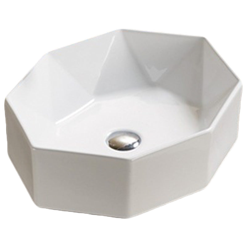 19.7-in.  Above Counter White Bathroom Vessel Sink For Deck Mount Deck Mount Drilling AI-27965