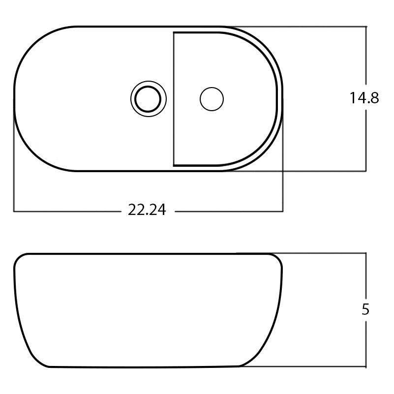 16.54-in.  Above Counter White Bathroom Vessel Sink For 1 Hole Center Drilling AI-27968