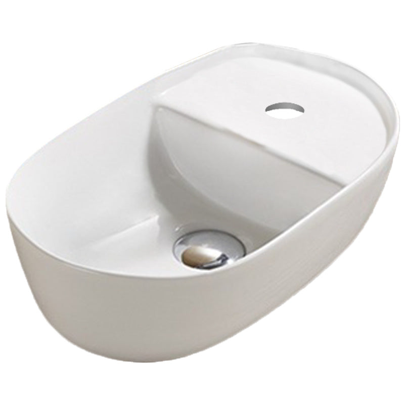 16.54-in.  Above Counter White Bathroom Vessel Sink For 1 Hole Center Drilling AI-27968