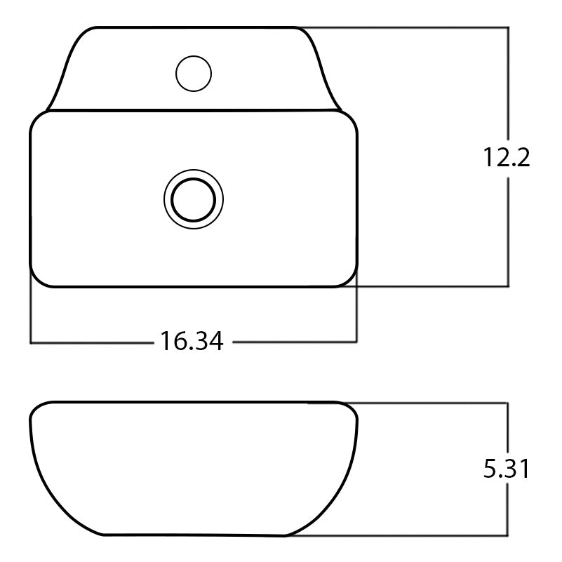 16.34-in. W Above Counter White Bathroom Vessel Sink For 1 Hole Center Drilling AI-27969