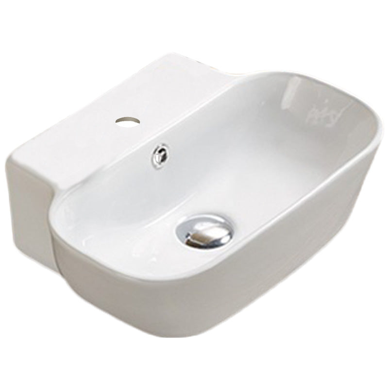 16.34-in. W Above Counter White Bathroom Vessel Sink For 1 Hole Center Drilling AI-27969