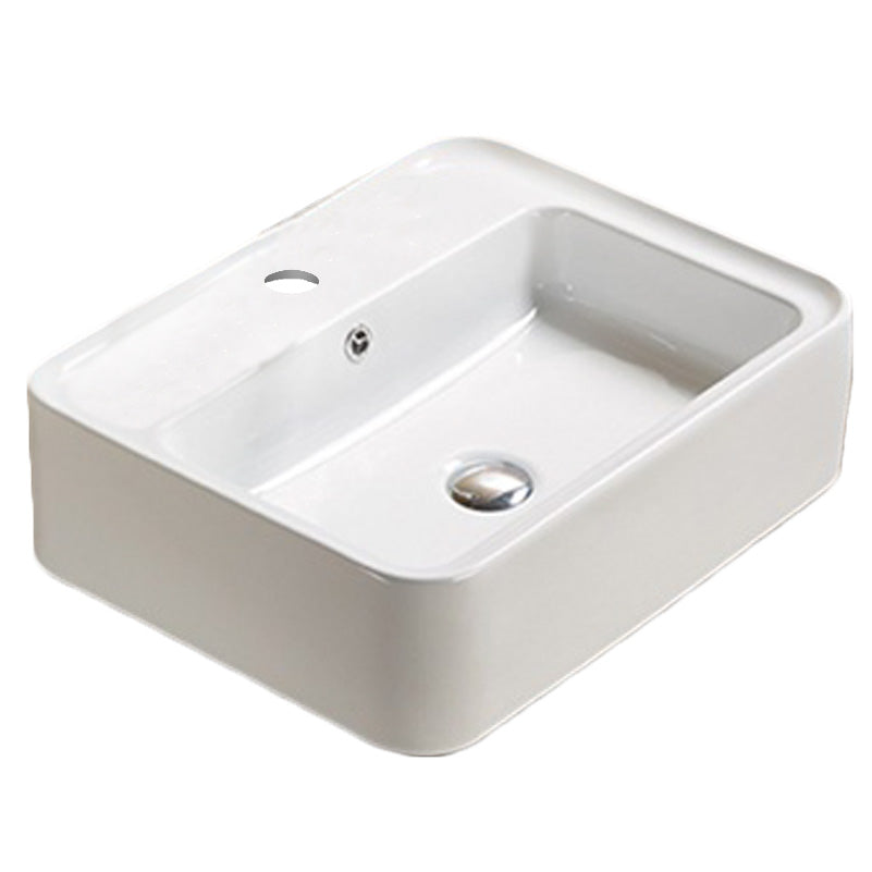 20.9-in. W Above Counter White Bathroom Vessel Sink For 1 Hole Center Drilling AI 27971