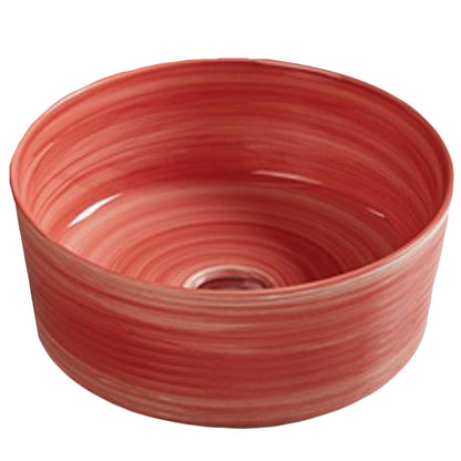 14.09-in. W Above Counter Red Swirl Bathroom Vessel Sink For Wall Mount Wall Mount Drilling AI-27990