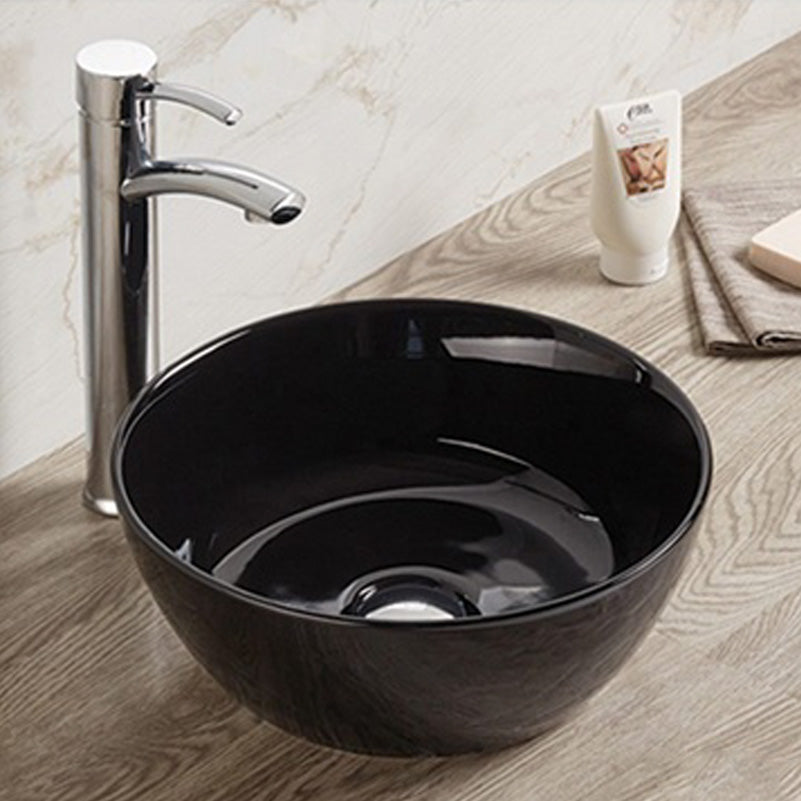 14.09-in. W Above Counter Black Bathroom Vessel Sink For Wall Mount Wall Mount Drilling AI-28002