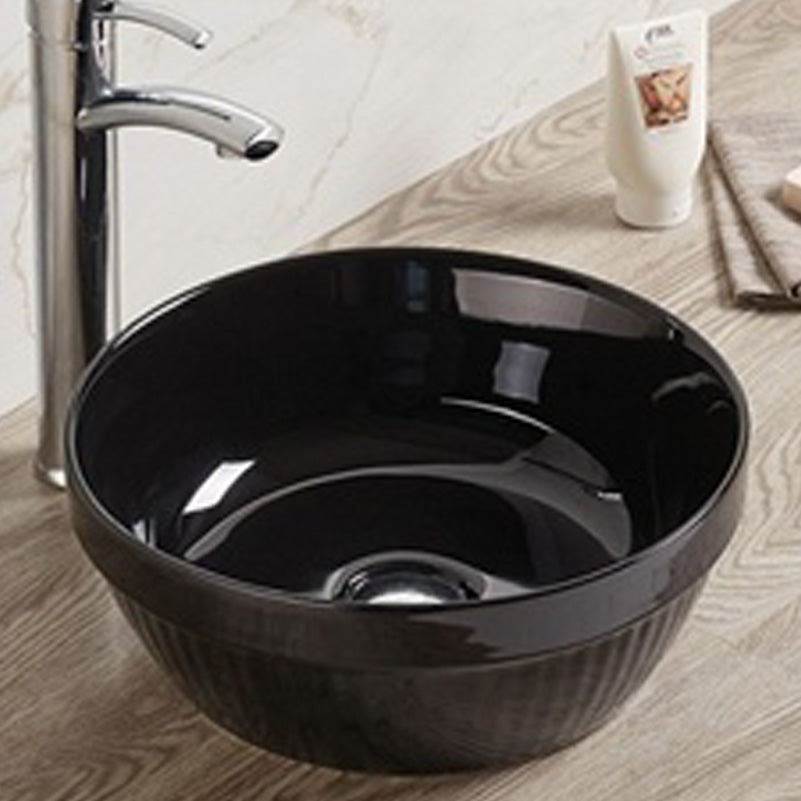 14.09-in. W Above Counter Black Bathroom Vessel Sink For Wall Mount Wall Mount Drilling AI-28020