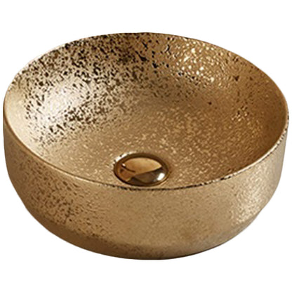 13.98-in. W Above Counter Gold Bathroom Vessel Sink For Wall Mount Wall Mount Drilling AI-28046