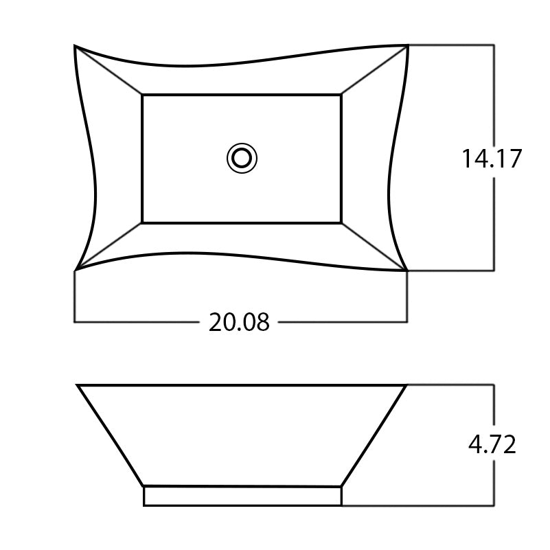 20.08-in. W Above Counter Silver Bathroom Vessel Sink For Wall Mount Wall Mount Drilling AI 28056